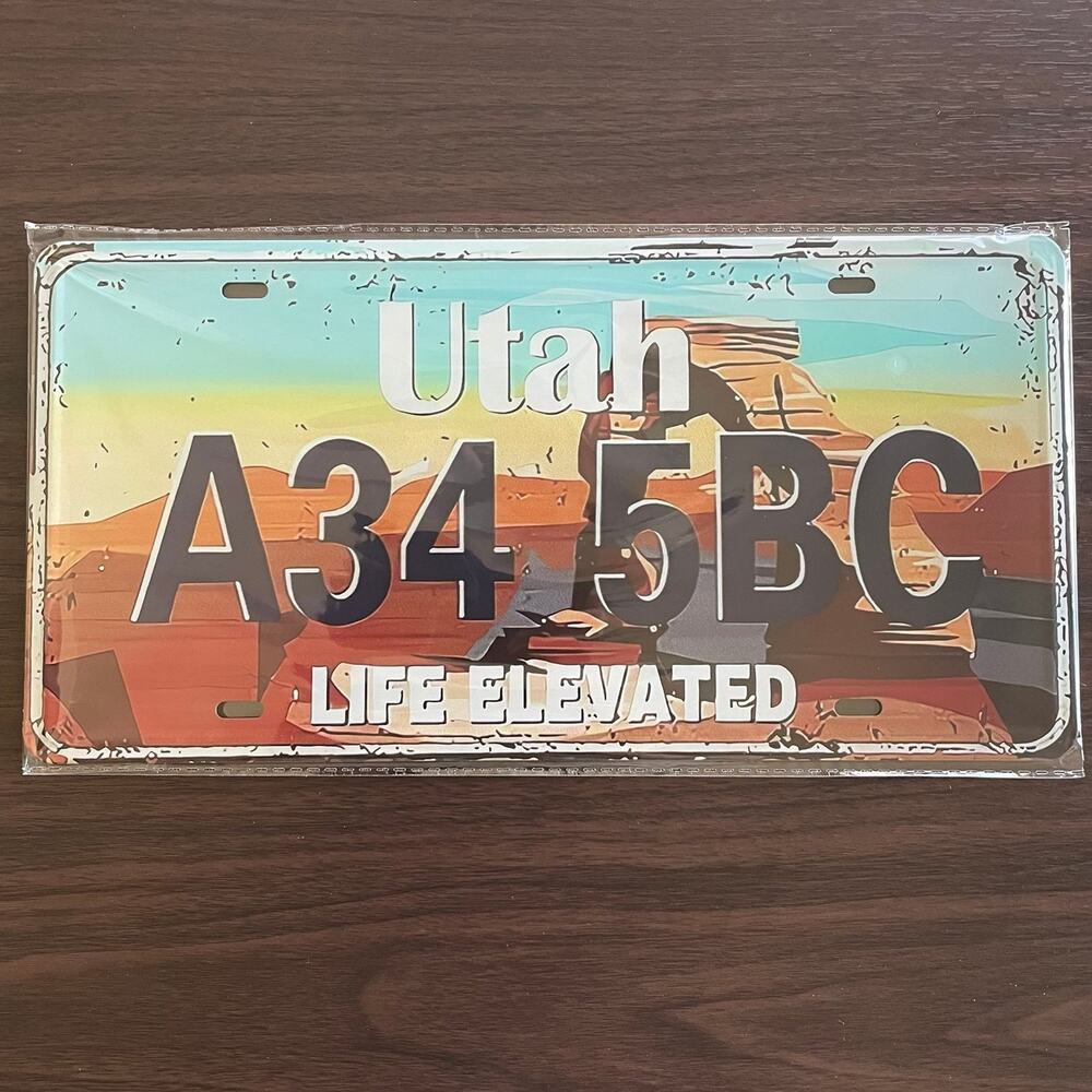 Decorative 6” x 12” Metal Sign ~ Utah Auto License Plate